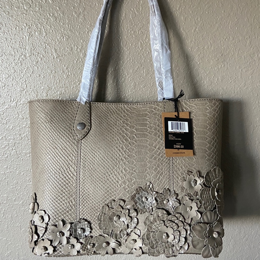 FRYE Melissa Floral Croc Embossed Leather Tote - Picture 2 of 10
